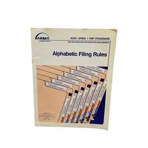 Alphabetic Filing Rules Second Edition by ARMA International Vintage 1997